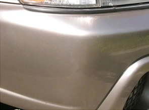 Demonstration of bumper repair with scratches.