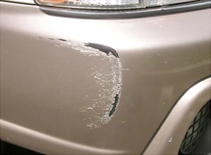 Demonstration of bumper repair with scratches.