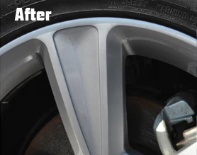 Demonstration of repairing alloy wheels with scratches.